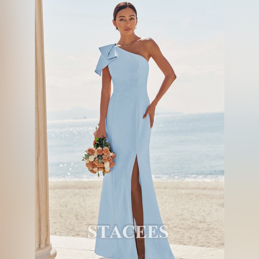 Stacees Sky Blue One-Shoulder Women's Dress